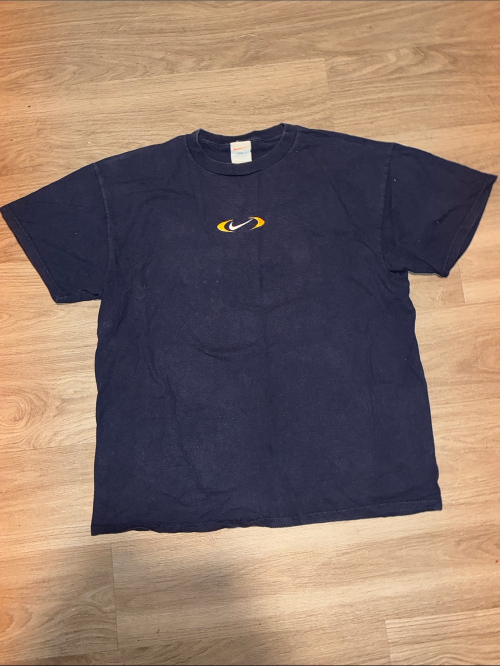 Vintage Nike Men’s XL Navy Center Swoosh Embroidered T-Shirt 90s Y2K